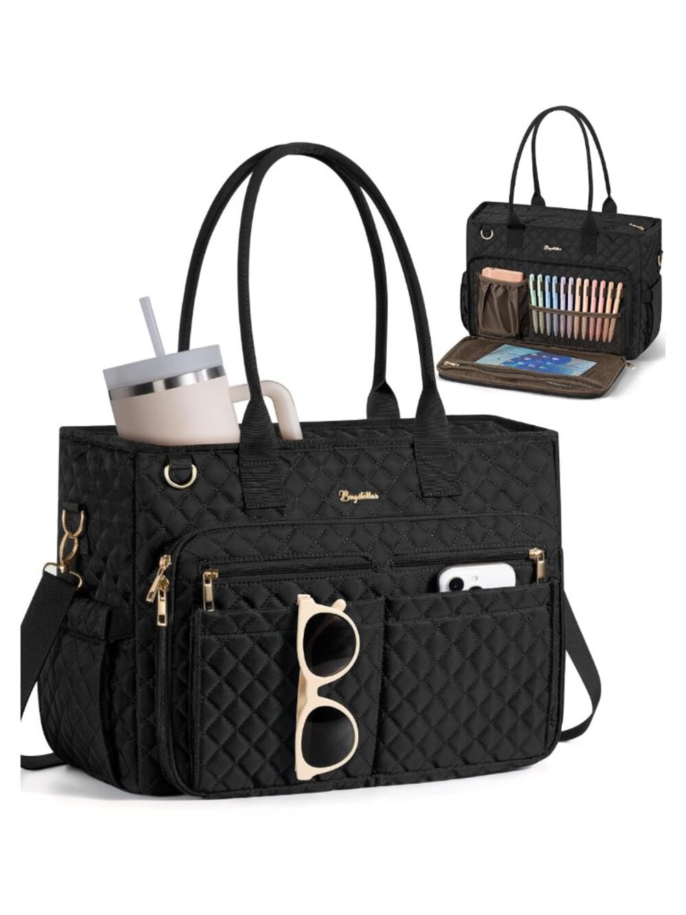 15.6" Laptop Tote Work Bag for Women, Teacher Nurse Bag, Carry-On Luggage Sleeve